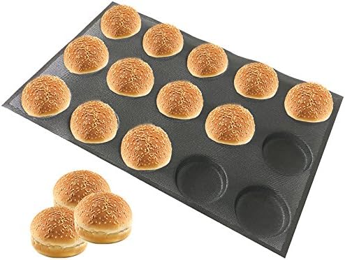 Bluedrop Silicone Hamburger Bread Forms Round Shape Bread Tray Silicone Perforated Silicone Bakery Molds Crusty Bread Bakeware
