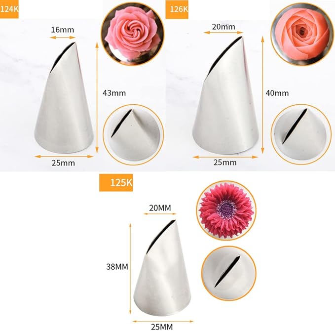 Flower Piping Tips Rose Petal Pastry Tips Chrysanthemum Tips Flower Icing Piping Cream Nozzle For Cake Cupcake Decorating