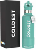 Coldest Insulated Water Bottle with Straw Lid - Stainless Steel Metal Insulated Bottle for Men & Women (Terraform Green, 21 oz)