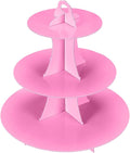 3-Tier Cupcake Stand, Cake Stand holder, Tiered DIY Cupcake Stand Tower for Dessert Table Displays, Birthday Theme Party Favors Decoration, Floral Tea Party, 12" W x 12.8" H, Pink