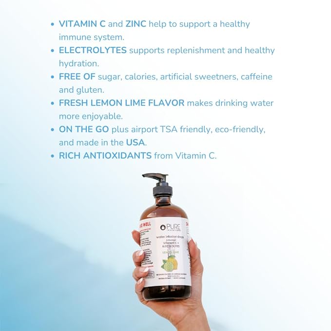 Pure Inventions - Lemon Lime Water Infusion Drops - Antioxidants, Vitamin C & Electrolytes - Health & Wellness Drink -Immunity Support -Sugar Free, Zero Calorie, No Artificial Sweeteners -500 Servings