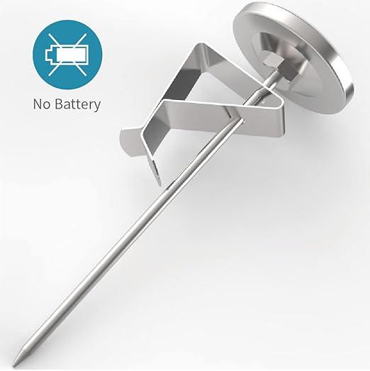 Instant Read Pocket Milk Frothing Thermometer with1 inch Dial 5 inch Probe Clip,Best Instant Read Food for The Coffee Drinks,Chocolate Milk Foam (2)