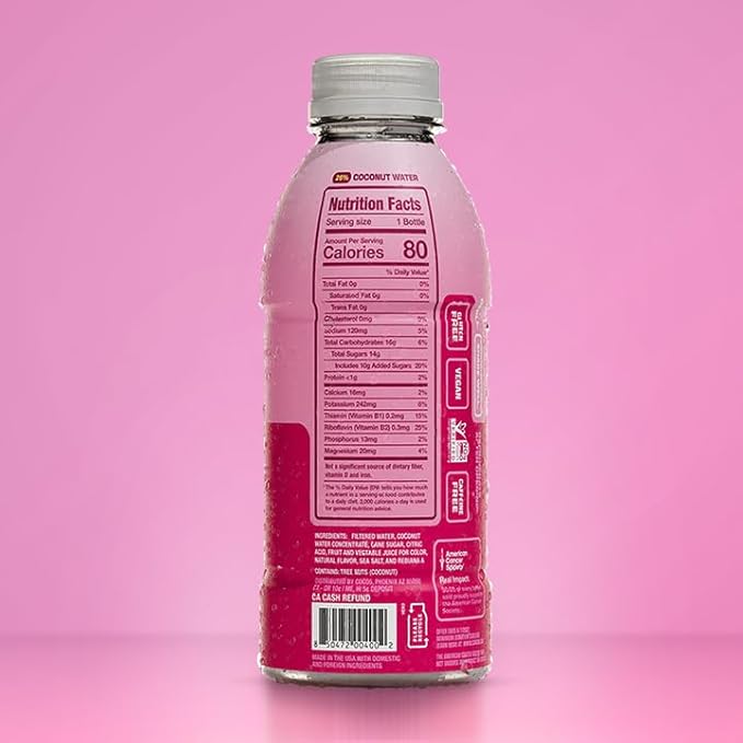 Coco5 Clean Sports Hydration Cherry Flavor | 100% Natural | 50% Less Sugar | Nothing Artificial | Non-GMO | Gluten Free | Developed by Pro Trainers for Pro Athletes | 16.9 OZ (Pack - 12)