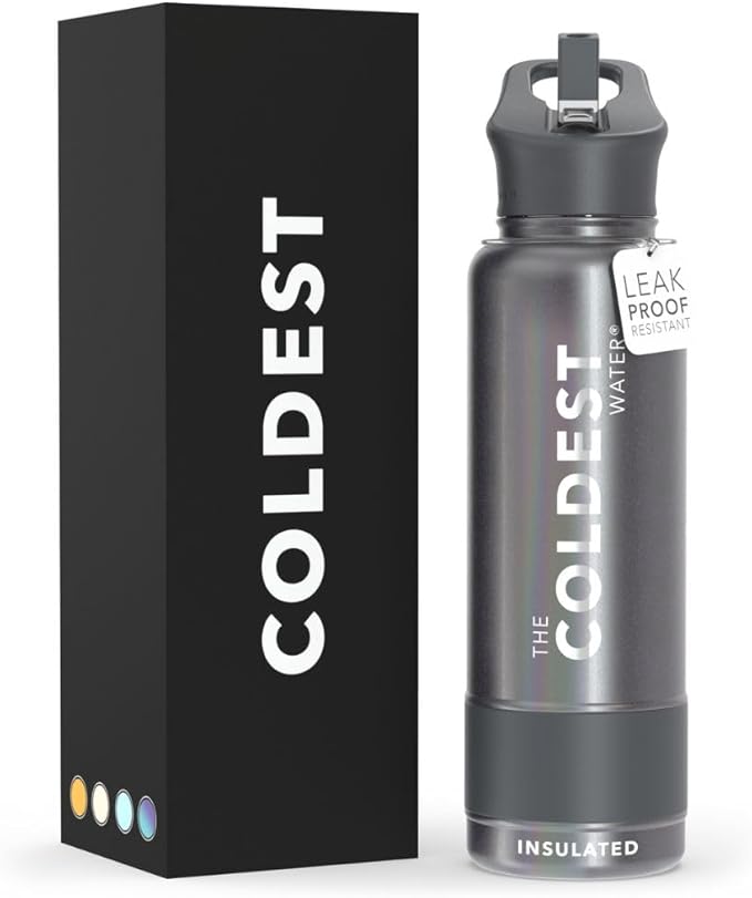 Coldest Insulated Water Bottle with Straw Lid - Stainless Steel Metal Insulated Bottle for Men & Women (Stardust Glitter, 40 oz)