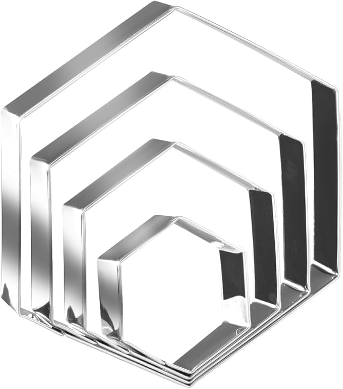 Regular Hexagon Cookie Cutter Set Large Stainless Steel Honeycomb Geometric Frame Plaque Cookie Cutters Shapes Molds 1 Inch Depth