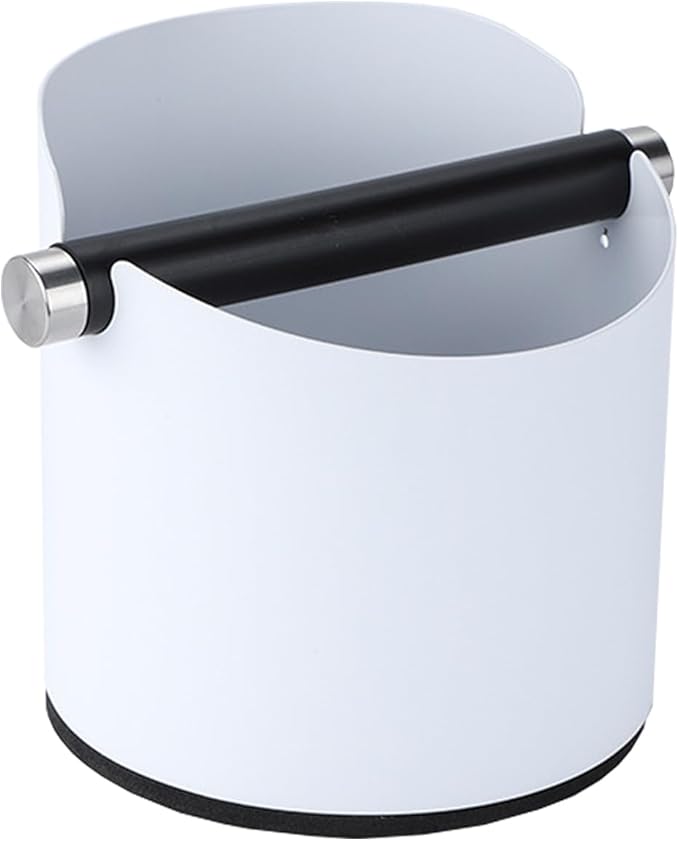 Italian Espresso Tapping Box, Stainless Steel Coffee Grinding Tapping Box, With Detachable Tapping Rod And Anti Slip Rubber Base (White)
