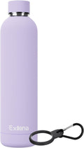 Slim Insulated Water Bottles for Travel 32oz with Clip, Double Wall Vacuum Stainless Steel Water Bottle Keeps Drinks Cold 24 Hrs/Hot 12 Hrs, 100% Leakproof, BPA Free(Purple)