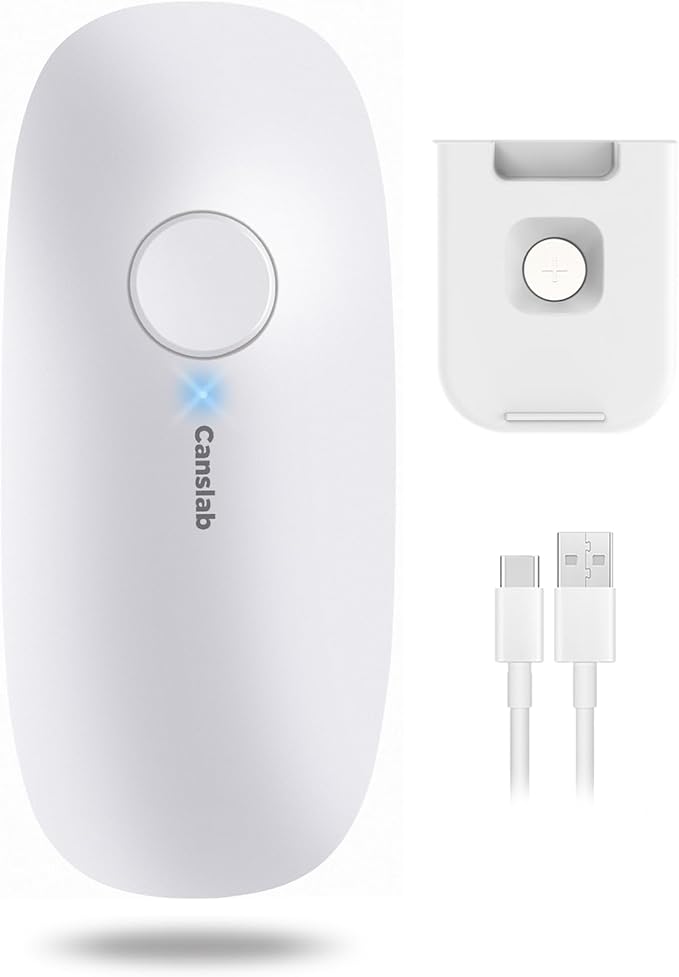 Ultrablade - USB Rechargeable Electric Can Openers for Senior with Arthritis- Automatic Kitchen Can Opener for Any Size Can, Smooth Edge, Small Handsfree One Touch Opener, Wall Mounted,White