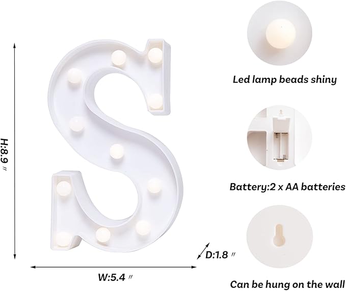Foaky LED Letter Lights Sign Marquee Light Up Letters Sign for Night Light Wedding/Birthday Party Battery Powered Christmas Lamp Home Bar Decoration(S)