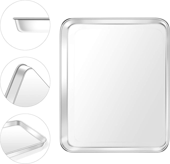 Baking Sheet with Rack Set, Yododo Set of 4 (2 Sheets + 2 Racks), Stainless Steel Cookie Sheet Baking Pan Tray with Cooling Rack, Non Toxic & Heavy Duty & Easy Clean - Size of 16 inch