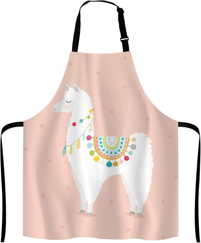 Cute llama Apron for Women and Men, Adjustable Kitchen Chef Apron for Cooking Baking - Cute Birthday, Anniversary, Mother's Day Apron Presents for Mom Wife Girlfriend Aunt Grandma