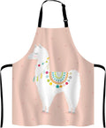 Cute llama Apron for Women and Men, Adjustable Kitchen Chef Apron for Cooking Baking - Cute Birthday, Anniversary, Mother's Day Apron Presents for Mom Wife Girlfriend Aunt Grandma