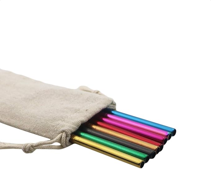 Gugrida Metal Straws Stainless Steel Straws 8.5" Drinking Straws Reusable 3 Set - Ultra Long Muti Color-Cleaning Brush for 20/30 Oz for Trail Tumblers Yeti RTIC SIC Ozark (2 Straight|1 Bent|1 Brush）