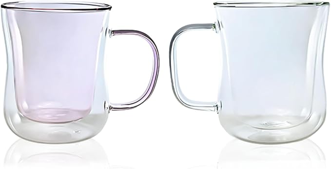 LEMONSODA Double Walled Colored Insulated Coffee Mugs - 10oz - Hot or Cold Latte, Tea, Cappucino, Coffee, Espresso Mug with Handle - Premium Packaging (Set of 2)