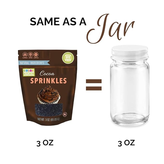 Color Kitchen Sprinkles Natural Ingredients Baking Cake Decorations, Ice Cream Toppings and Cookie Decorating - Artificial Dye-free, Plant-Based Colors, Gluten-Free ,Non-GMO, No Hydrogenated Oils, Soy-Free, Kosher, Certified Natural Cocoa Sprinkles 3 O...