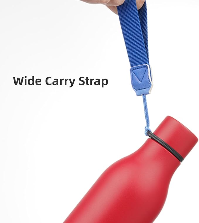 Insulated Water Bottle with Strap,18 oz Double Wall Stainless Steel Vacuum Bottles Metal Water Flask,Red