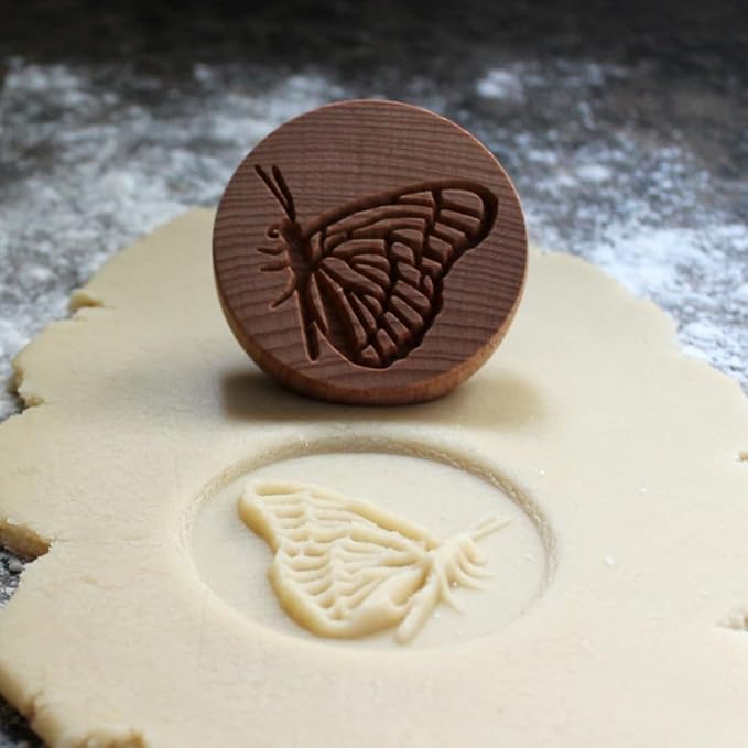 Wood Cookie Stamp, 2.5 Inch (Flying Butterfly CS-083)
