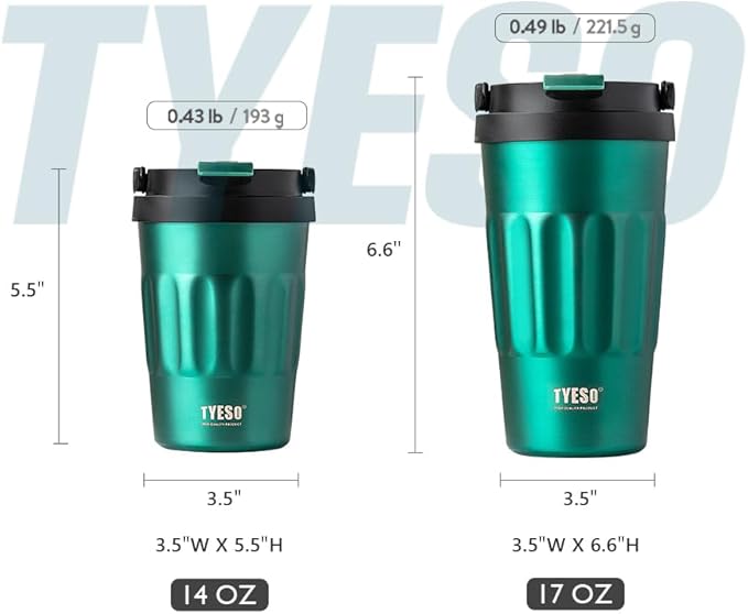 TYESO Stainless Steel Portable Tumbler with Flip Lid,Travel Mug with Concealed Carry Handle, Leakproof Insulated Coffee Cup (ROSE GOLD, 13 OZ)