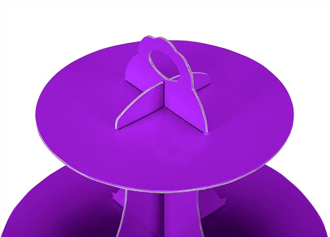 2Pcs 3-Tier Cupcake Stand, Cake Stand holder, Tiered DIY Cupcake Stand Tower for Dessert Table Displays, Birthday Theme Party Favors Decoration, Floral Tea Party, 12" W x 12.8" H, Purple