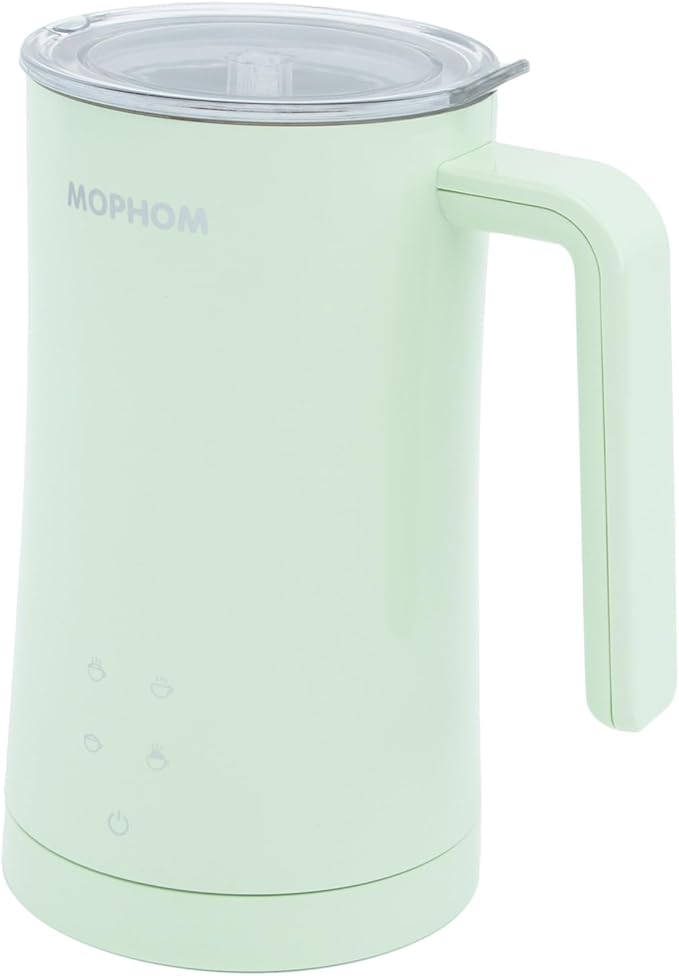 Milk Frother, 4 in 1 Electric Milk Steamer,11.84oz/350ml Automatic Warm and Cold Foam frother for Coffee, Latte, Macchiato, Cappuccino, Hot Chocolate,From the Makers of Mophom 400W,Green