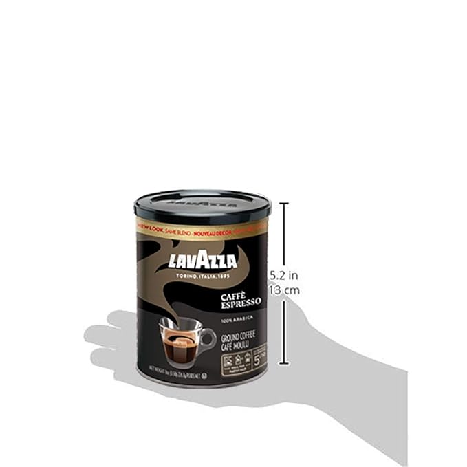 Lavazza Espresso Ground Coffee, Medium Roast, 100% Arabica, 8 oz Tin (Pack of 6)