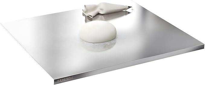 Stainless Steel Cutting Boards for Kitchen,304 Stainless Steel Chopping Boards with Lip and Non-slip silicone pad for Countertop Cutting Meats Fruits,Easy To Clean (19.6 * 19.6 * 0.06inch)