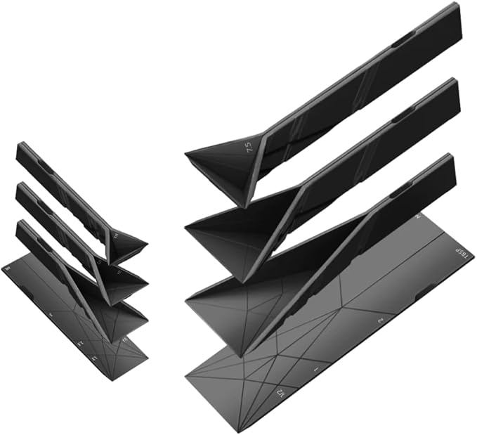 POLYGONS FLAT 3-IN-1 FOLDING MEASURING SPOONS | 2 Spoons with 6 Different Sizes (Black)