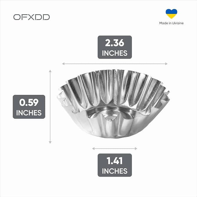 Muffin Cups for Kitchen Baking 2.36 Inch - Metal Egg Tart Molds for Baking, 30 Pcs - Reusable Mini Tart Tins and Cupcake