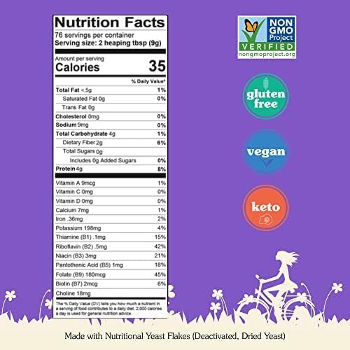 Nunaturals Non-Fortified Nutritional Yeast Flakes, Vegan, Vegetarian, 24 oz