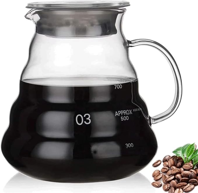 Glass Coffee Server for Drip Coffee Maker, Standard Glass Coffee Carafe, Coffee Pot with Lid, Clear, 03 800ml(27oz)