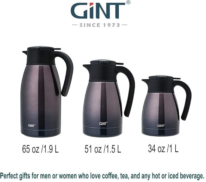 GiNT 1L / 34Oz Thermal Coffee Carafe, Insulated Stainless Steel Coffee Carafes for Keeping Hot/Double Walled Vacuum Thermal Carafe (Purple)