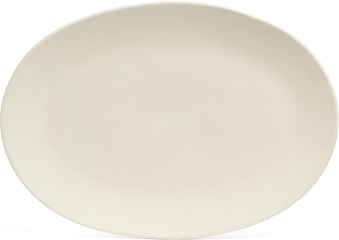 over&back Coupe Stoneware Serving Platter - Elegant 1-Piece Oval Serving Platter to Complete Your Kitchen Set - 16.4" x 11.5" - Semi-Matte Ivory