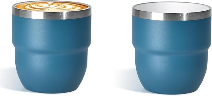 4oz Espresso Cups, Insulated Espresso Cups Set of 2, Expresso Shots Cup, Stainless Steel Shot Glasses for Coffee, Portable Espresso Travel Mug for Camping