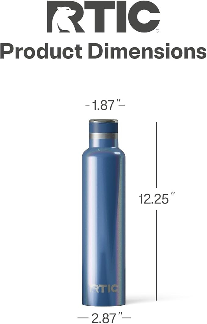 RTIC 26oz Journey Bottle Metal Stainless Steel Vacuum Insulated, BPA Free, Reusable, for Water, Hot and Cold Drinks, Travel, Sports, Camping, Pond Glitter