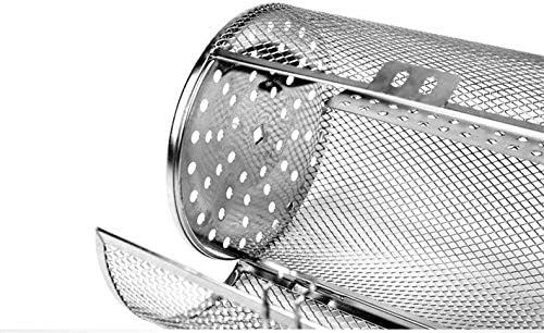 Falytemow 12 x 18 cm Stainless Steel Rotisserie Grill Roaster Drum Oven Basket Oven Roast Baking Rotary for Peanut Dried Nut Coffee Beans BBQ