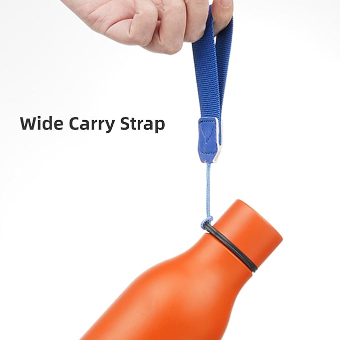 Insulated Water Bottle with Strap,18 oz Double Wall Stainless Steel Vacuum Bottles Metal Water Flask,Orange