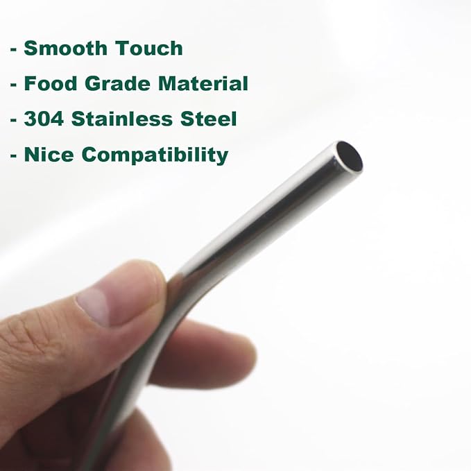 6 Pack Ultra Long Bent Metal Straws, 14 Inch Extra Long 304 Stainless Steel Reusable Drinking Straws with Cleaning Brush for 100oz Tumbler, 12.5oz Tall Wine Bottle, 64oz Water Bottle, 128oz Water Jug