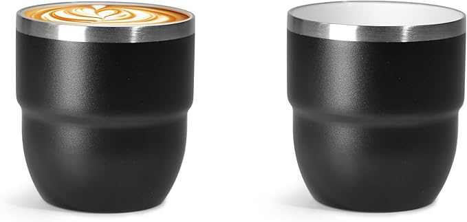 4oz Espresso Cups, Insulated Espresso Cups Set of 2, Expresso Shots Cup, Stainless Steel Shot Glasses for Coffee, Portable Espresso Travel Mug for Camping