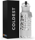 Coldest Insulated Water Bottle with Straw Lid - Stainless Steel Metal Insulated Bottle for Men & Women (Silver Leopard, 32 oz)