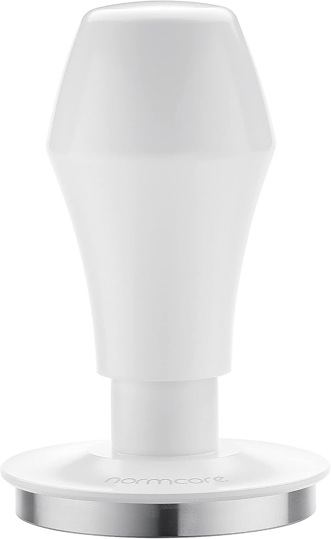 Normcore 58mm Espresso Tamper V4, Spring Loaded Coffee Tamper With Stainless Steel Flat Base Fits 58mm Standard Baskets, 15lb / 25lb / 30lbs Replacement Springs, Non-stick coating White