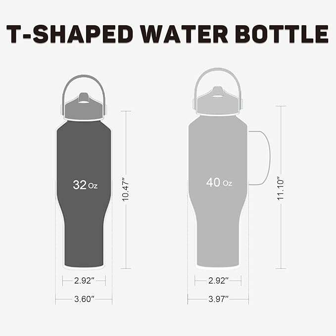 32oz Water Bottle Insulated with Powder Coated, Fit in Any Car Cup Holder, Water Bottles with Straw and Spout Lids, Stainless Steel Insulated Double Wall Leak-proof BPA Free to Keep Cold&Hot