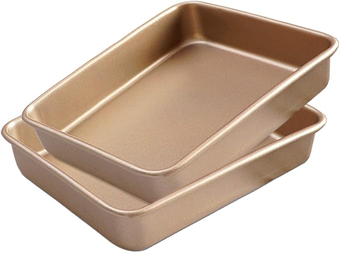 2 Pack Baking Sheet Pans, Deep Size Baking Pan Nonstick Cookie Sheet Brownie Cake Pan Bread Pan Toaster Oven Tray Bakeware, 8.6 x 6.6 x 1.7 Inches
