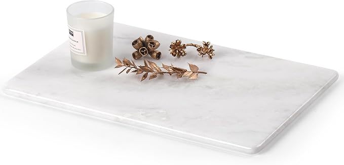 Koville African Natural Marble Cutting Board for Kitchen Pastry Bread, 12" x 8" Genuine Marble Cheese Board Stone Tray for Counter, Bathroom Perfume Tray Jewelry Candle Plate (Namib Fantasy)