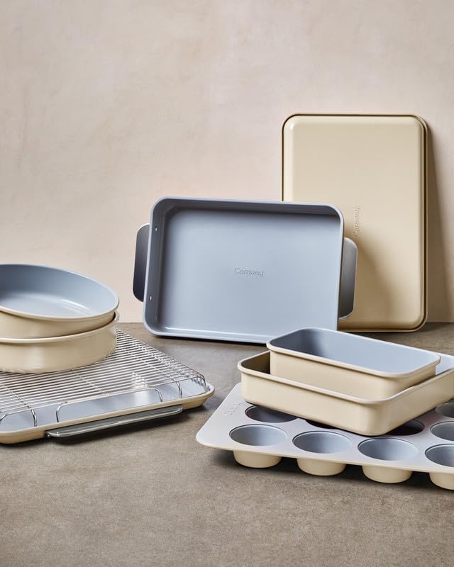 Caraway Non-Stick Ceramic 9” Circle Pan - Naturally Slick Ceramic Coating - Non-Toxic, PTFE & PFOA Free - Perfect for Birthday Cakes, Tartes, & More - Navy
