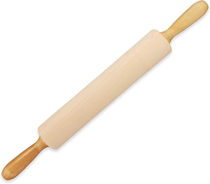 Frieling Crafted in the USA Maple Rolling Pin with Handles - Classic Rolling Pin for Baking - 2.4 x 12-Inch Barrel - Dough Roller