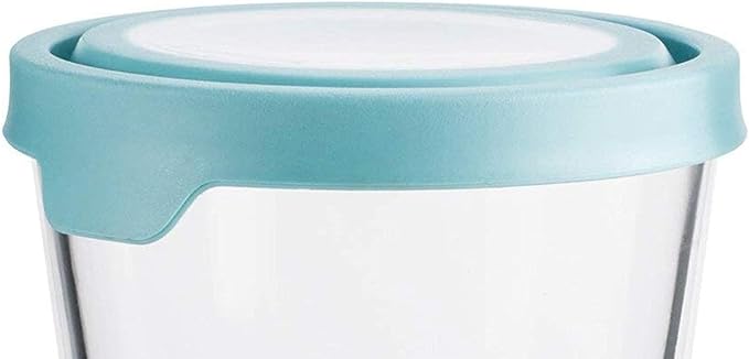 Anchor Hocking Trueseal Glass Food Storage Container with Airtight Lid, 7 Cup Tall, Mineral Blue