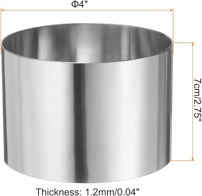 HARFINGTON Round Cake Ring 4 x 2.75 Inch Seamless Stainless Steel Pastry Mousse Dessert Ring Mirror Coating for Baking Cooking Making Tool