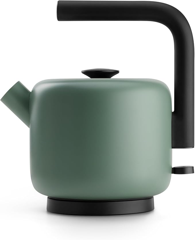 Fellow Clyde Electric Kettle - 1.5 Liter Capacity - Modern Twist On Stovetop Design, All-Purpose, Stainless Steel - Warm Water for Ramen, Oatmeal, Tea, Coffee & more - Large Capacity - Smoke Green