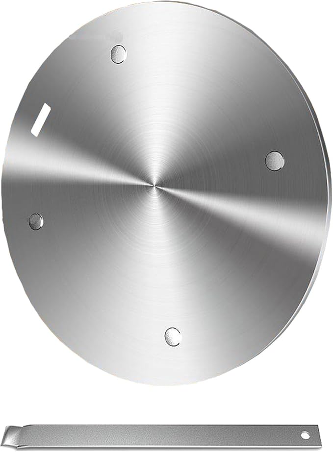 6.3Inch Heat Diffuser Plate, Grourarty Stainless Steel Cooking Induction Adapter Simmer Plate for Electric Gas Glass Cooktop Hob Ring, Induction Cooktop Converter Plate with Handle