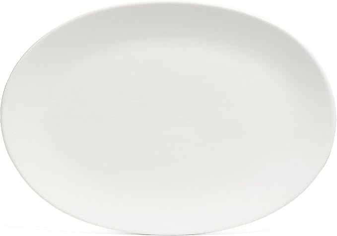 over&back Coupe Stoneware Serving Platter - Elegant 1-Piece Oval Serving Platter to Complete Your Kitchen Set - 16.4" x 11.5" - Semi-Matte White